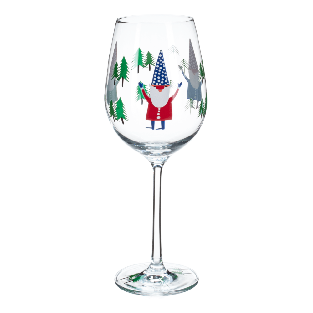 TEMPO-KONDELA TIPSY TRIO, sklenice na víno, set 3 ks, 450 ml, čiré se zimním motivem