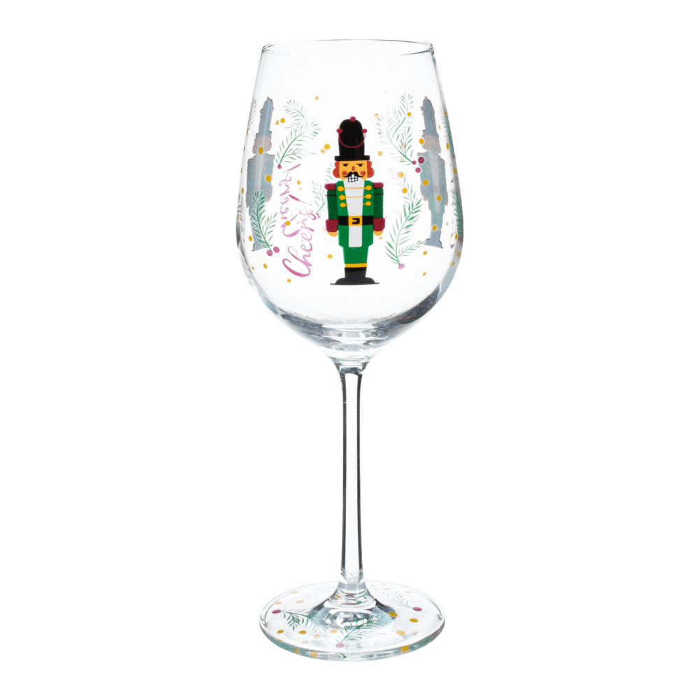 TEMPO-KONDELA TIPSY TRIO, sklenice na víno, set 3 ks, 450 ml, čiré se zimním motivem