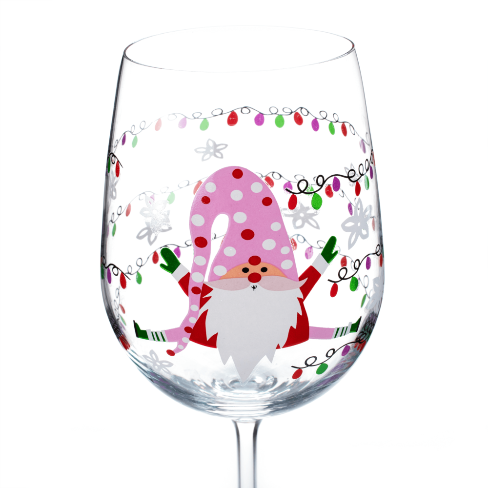 TEMPO-KONDELA TIPSY TRIO, sklenice na víno, set 3 ks, 450 ml, čiré se zimním motivem