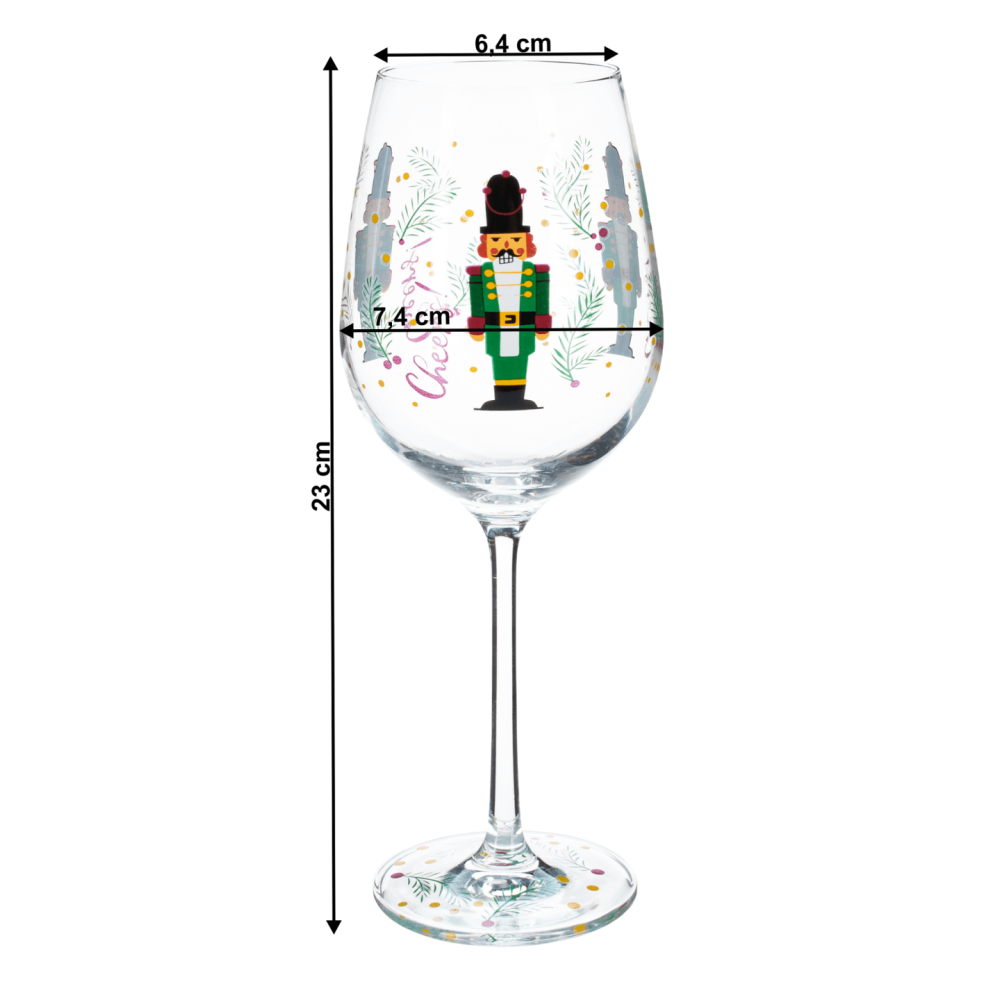 TEMPO-KONDELA TIPSY TRIO, sklenice na víno, set 3 ks, 450 ml, čiré se zimním motivem