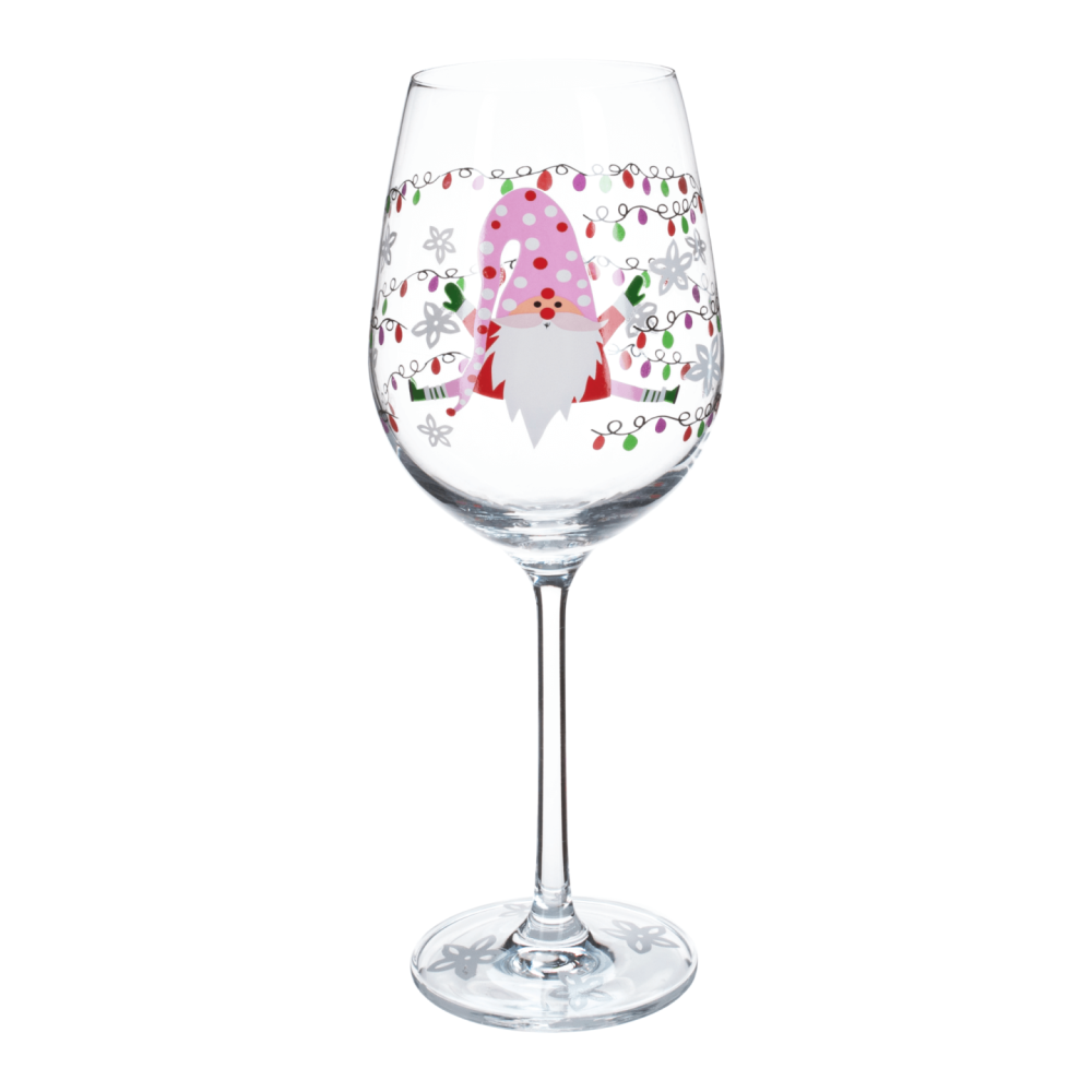 TEMPO-KONDELA TIPSY TRIO, sklenice na víno, set 3 ks, 450 ml, čiré se zimním motivem