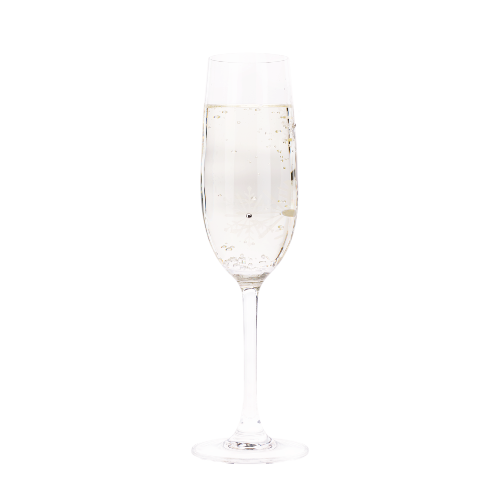 TEMPO-KONDELA SNOWFLAKE CHAMPAGNE, sklenice na šampaňské, set 4 ks, s krystaly, 230 ml