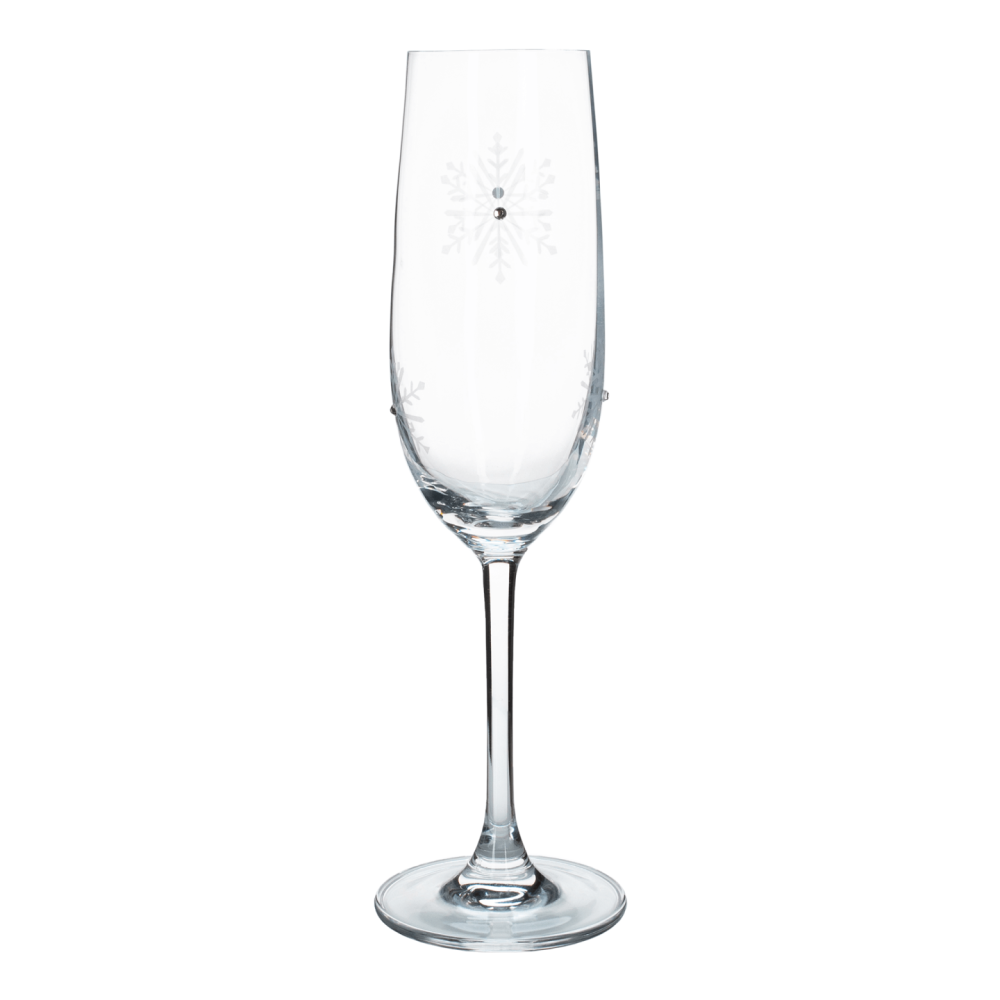 TEMPO-KONDELA SNOWFLAKE CHAMPAGNE, sklenice na šampaňské, set 4 ks, s krystaly, 230 ml