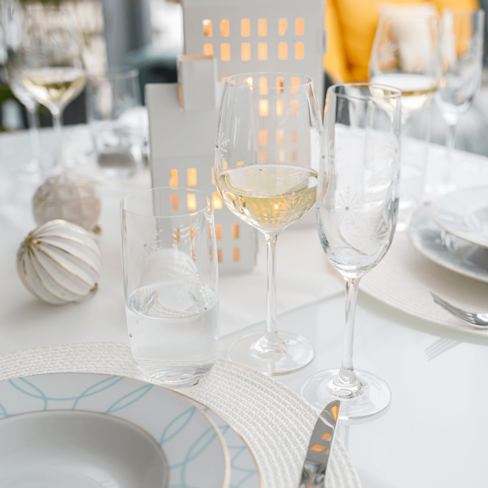TEMPO-KONDELA SNOWFLAKE VINO, sklenice na víno, set 4 ks, s krystaly, 450 ml