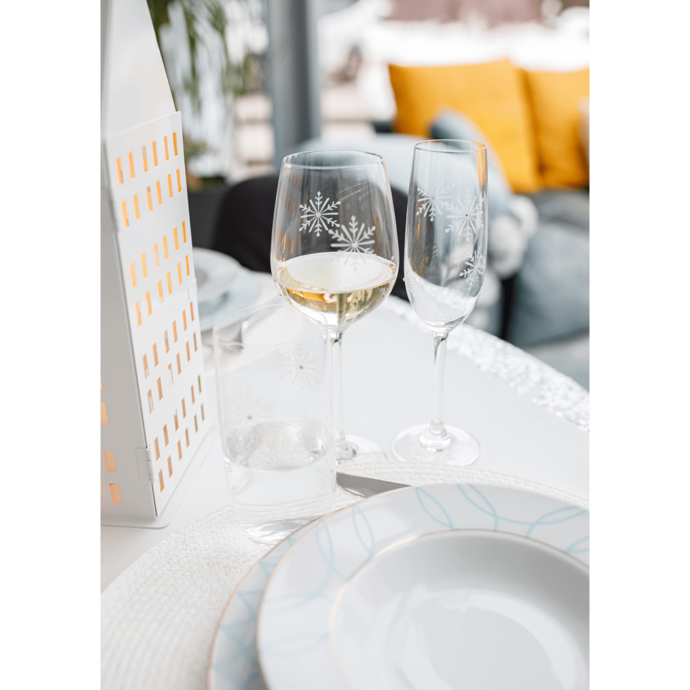 TEMPO-KONDELA SNOWFLAKE VINO, sklenice na víno, set 4 ks, s krystaly, 450 ml