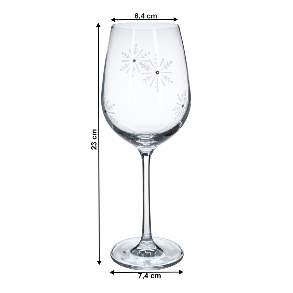 TEMPO-KONDELA SNOWFLAKE VINO, sklenice na víno, set 4 ks, s krystaly, 450 ml