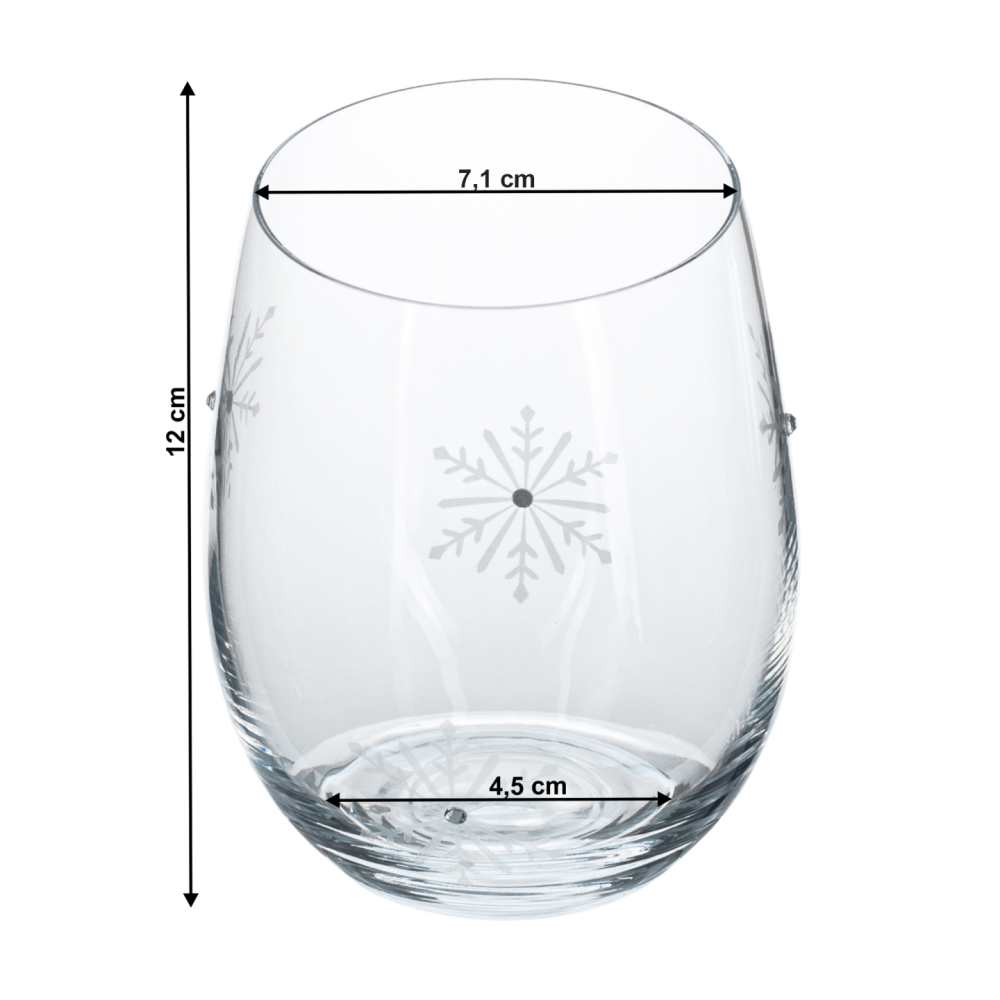 TEMPO-KONDELA  SNOWFLAKE STRIK, sklenice, set 4 ks, s krystaly, 530 ml