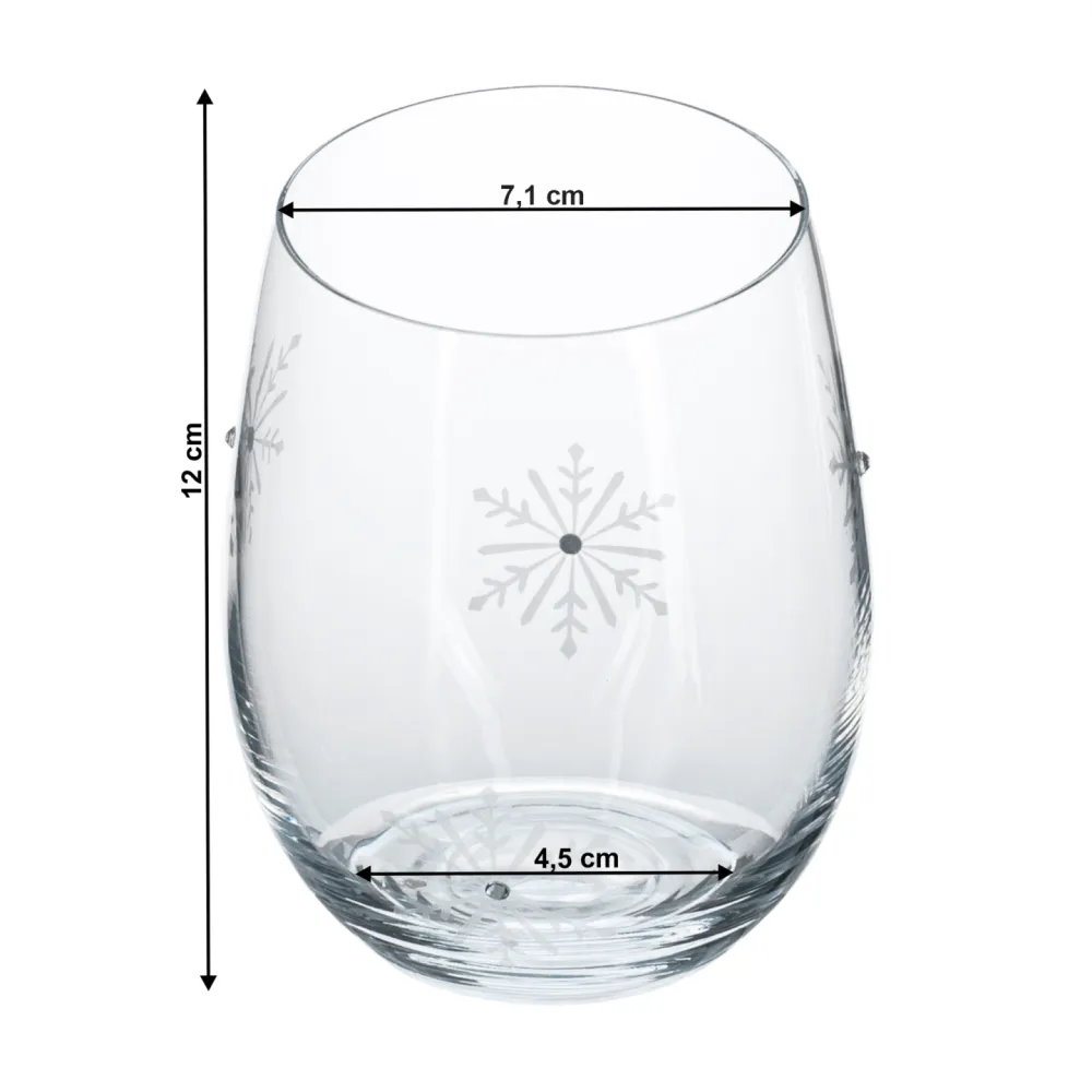 TEMPO-KONDELA  SNOWFLAKE STRIK, sklenice, set 4 ks, s krystaly, 530 ml