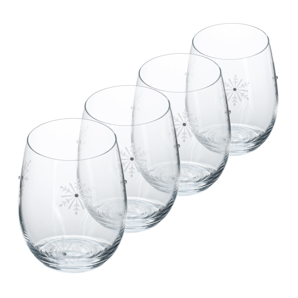 TEMPO-KONDELA  SNOWFLAKE STRIK, sklenice, set 4 ks, s krystaly, 530 ml