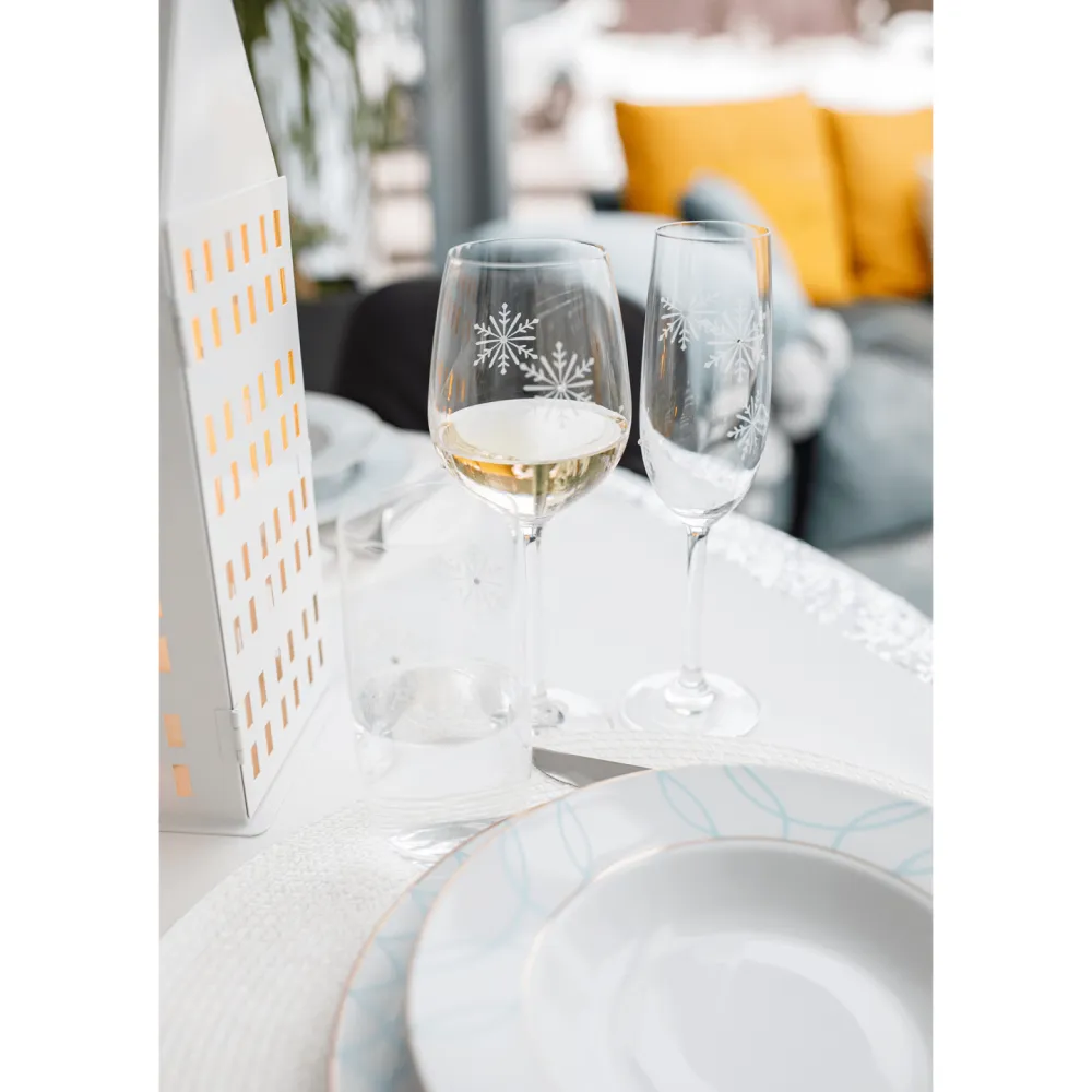 TEMPO-KONDELA  SNOWFLAKE STRIK, sklenice, set 4 ks, s krystaly, 530 ml