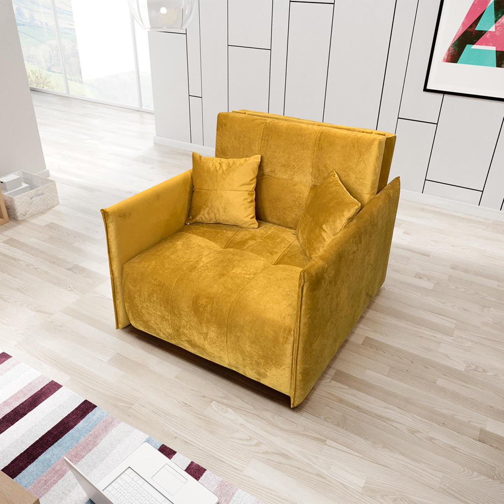 Rozkládací křeslo, hořčicová látka Riviera, ALANA