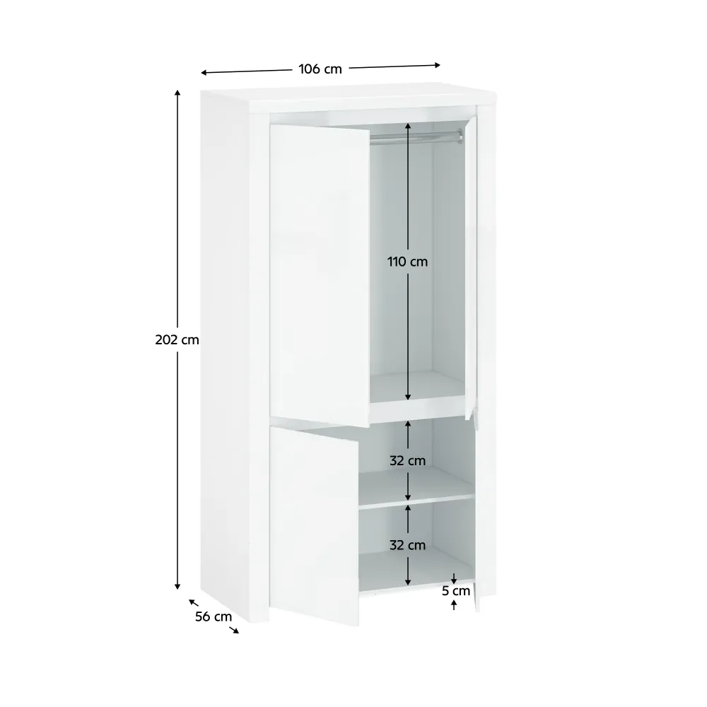 Skříň 4D, bílý lesk, LINDY