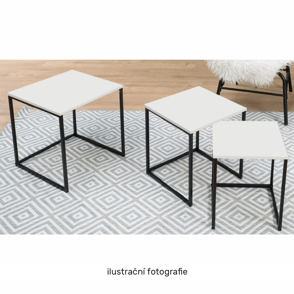 Set 3 konferenčních stolků, bílá matná/černá, KASTLER NEW TYP 3