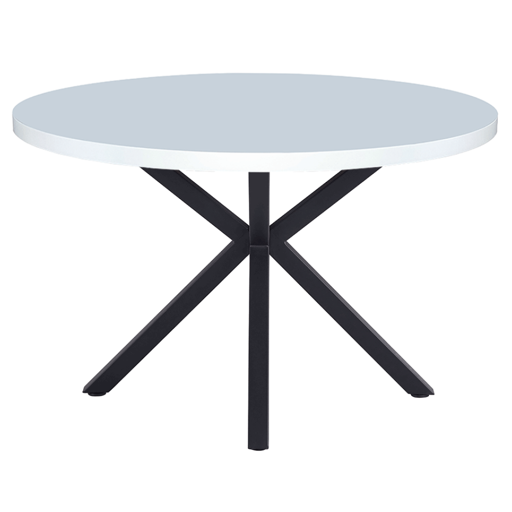 Jídelní stůl, bílá matná/černá, průměr 120 cm, MEDOR