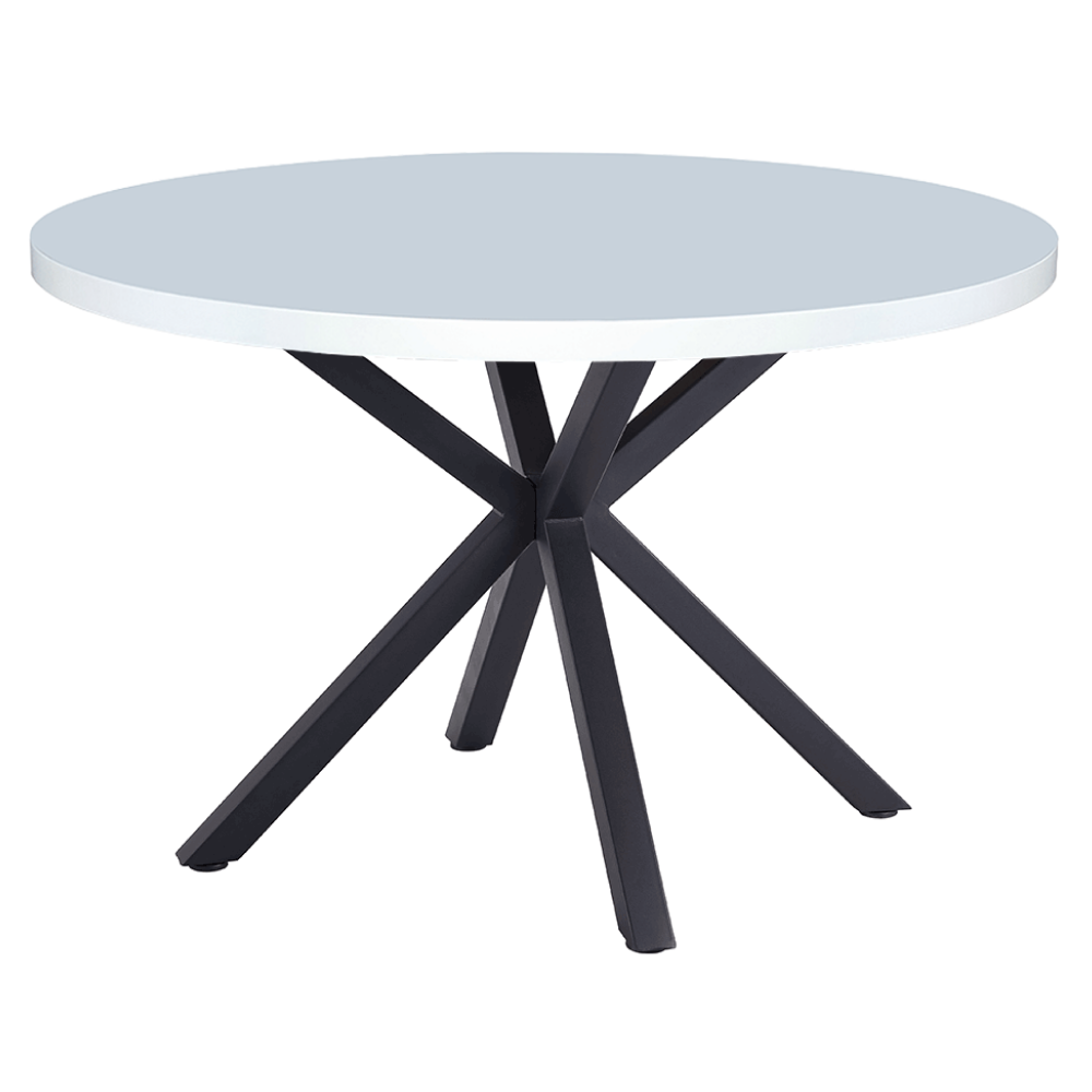Jídelní stůl, bílá matná/černá, průměr 120 cm, MEDOR