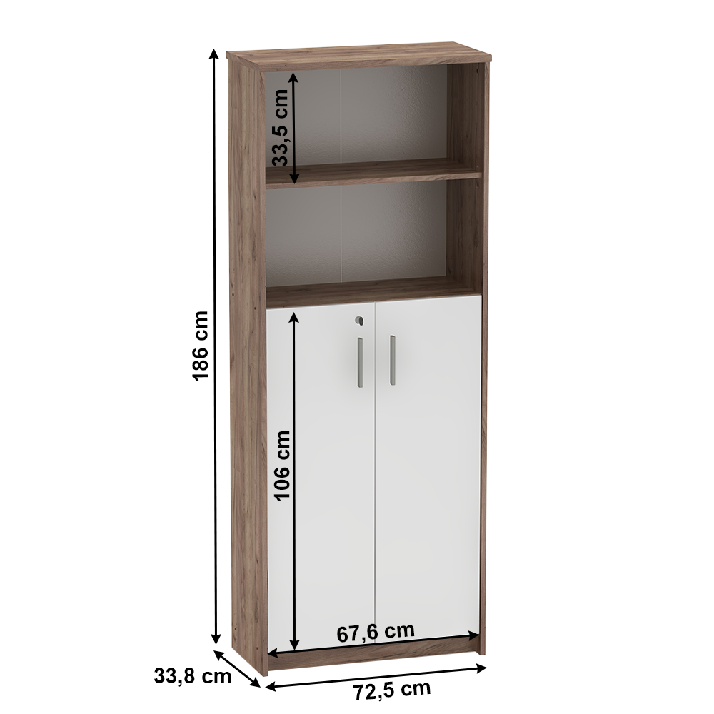 Regál se skříňkou, kraft dunkel/bílá, JOHAN 2 NEW 10
