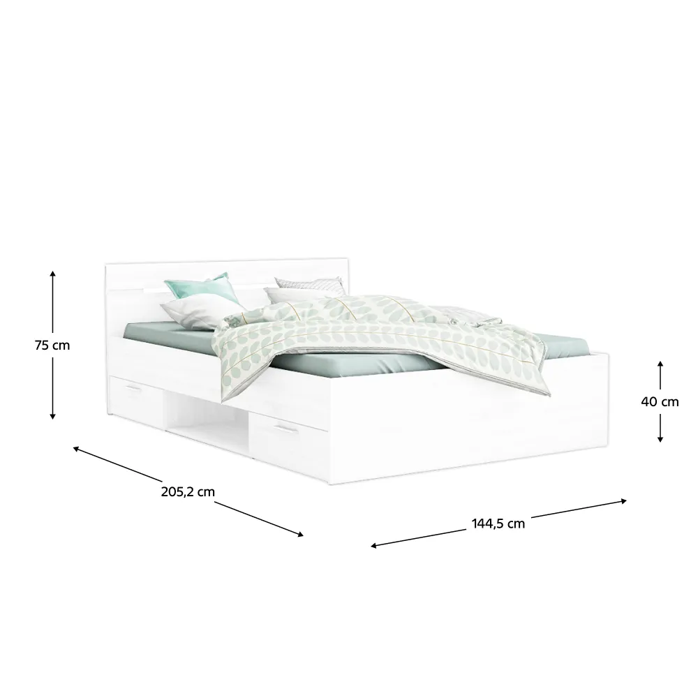 Postel, 140x200, bílá, MICHIGAN NEW