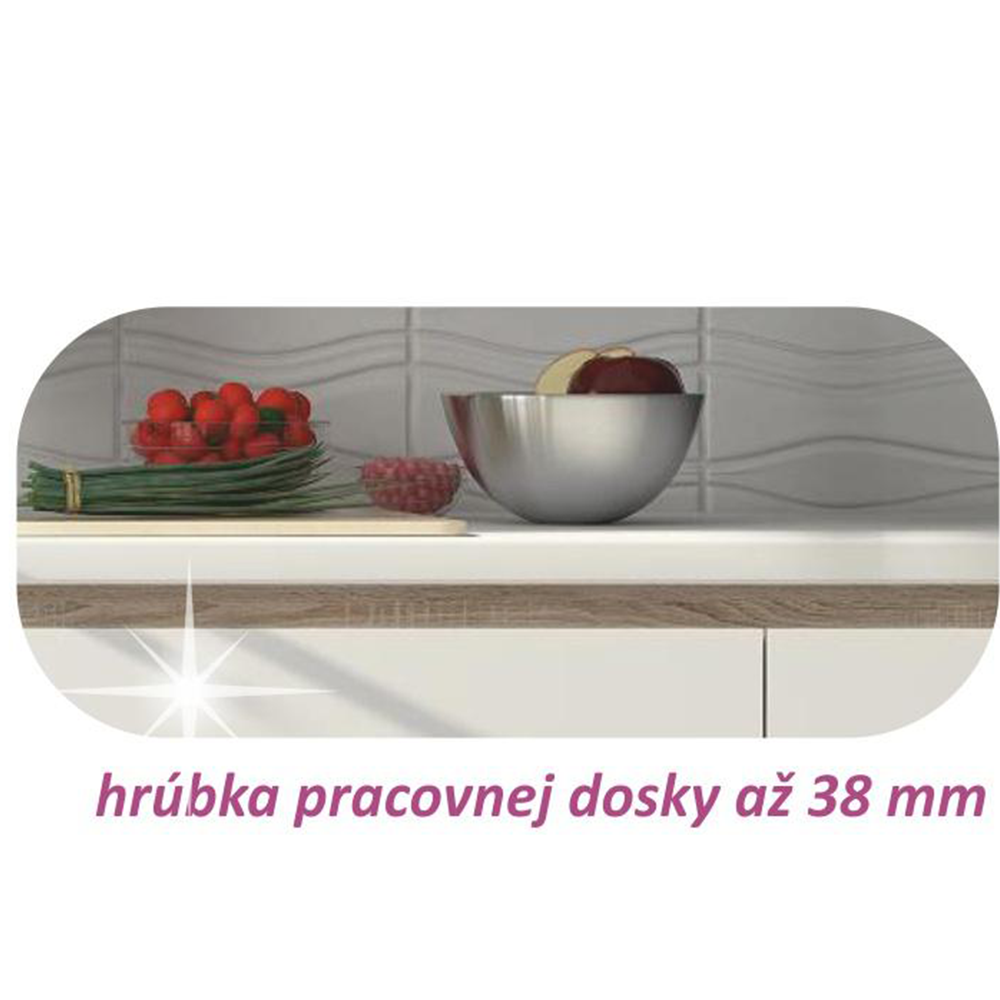 Kuchyňská sestava, dub sonoma/bílá vysoký lesk HG, LINE NEW
