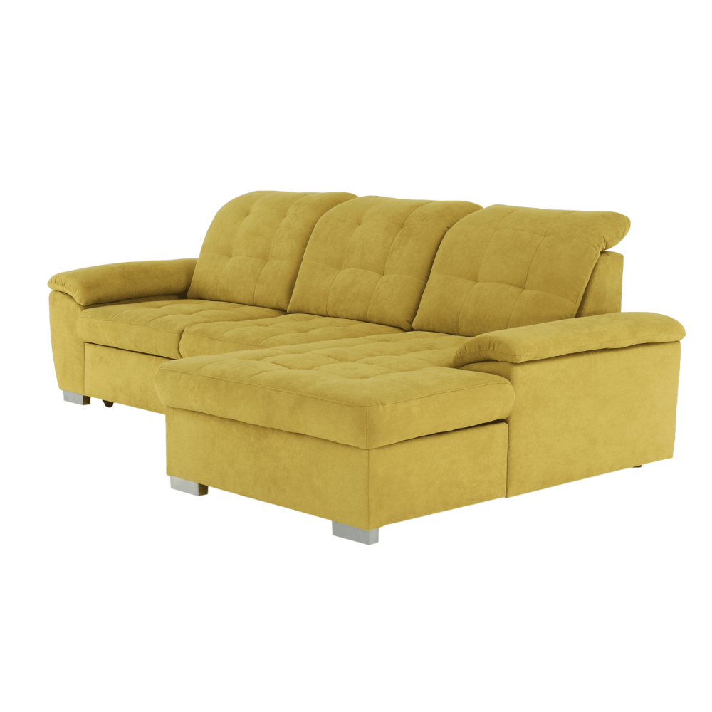 Sedací souprava, hořčičná látka, pravá, EVANGELIN