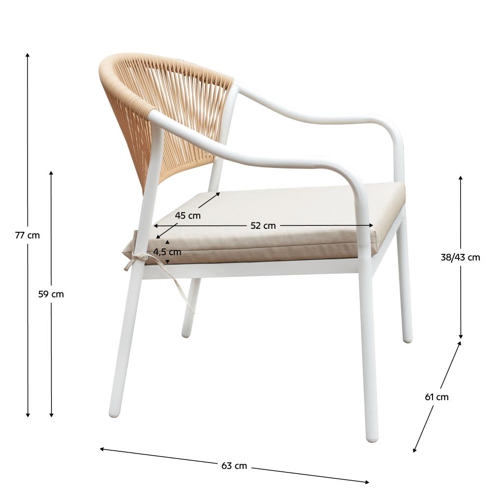 Zahradní 4-dílný ratanový set, bílá/béžová, PALNY