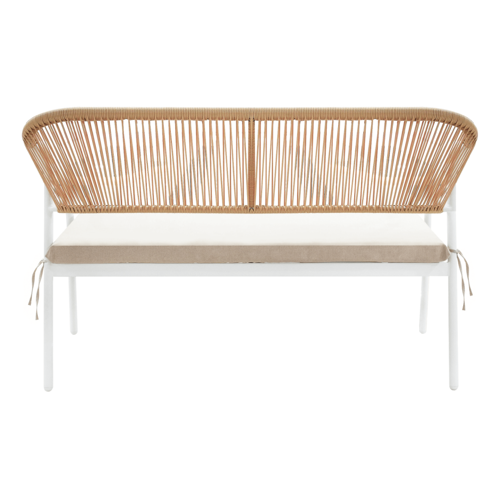 Zahradní 4-dílný ratanový set, bílá/béžová, PALNY