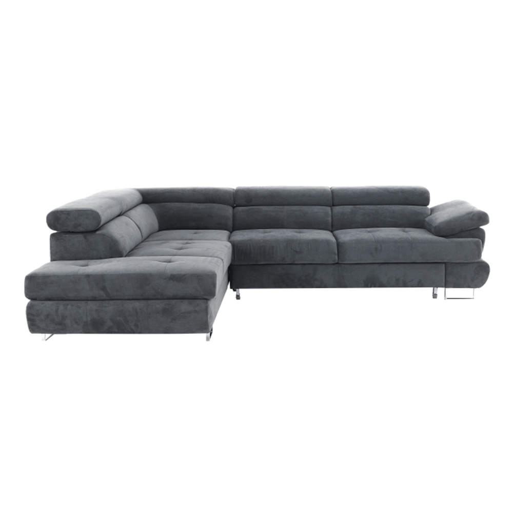 Sedací souprava, šedá, látka, levá, BUTON P