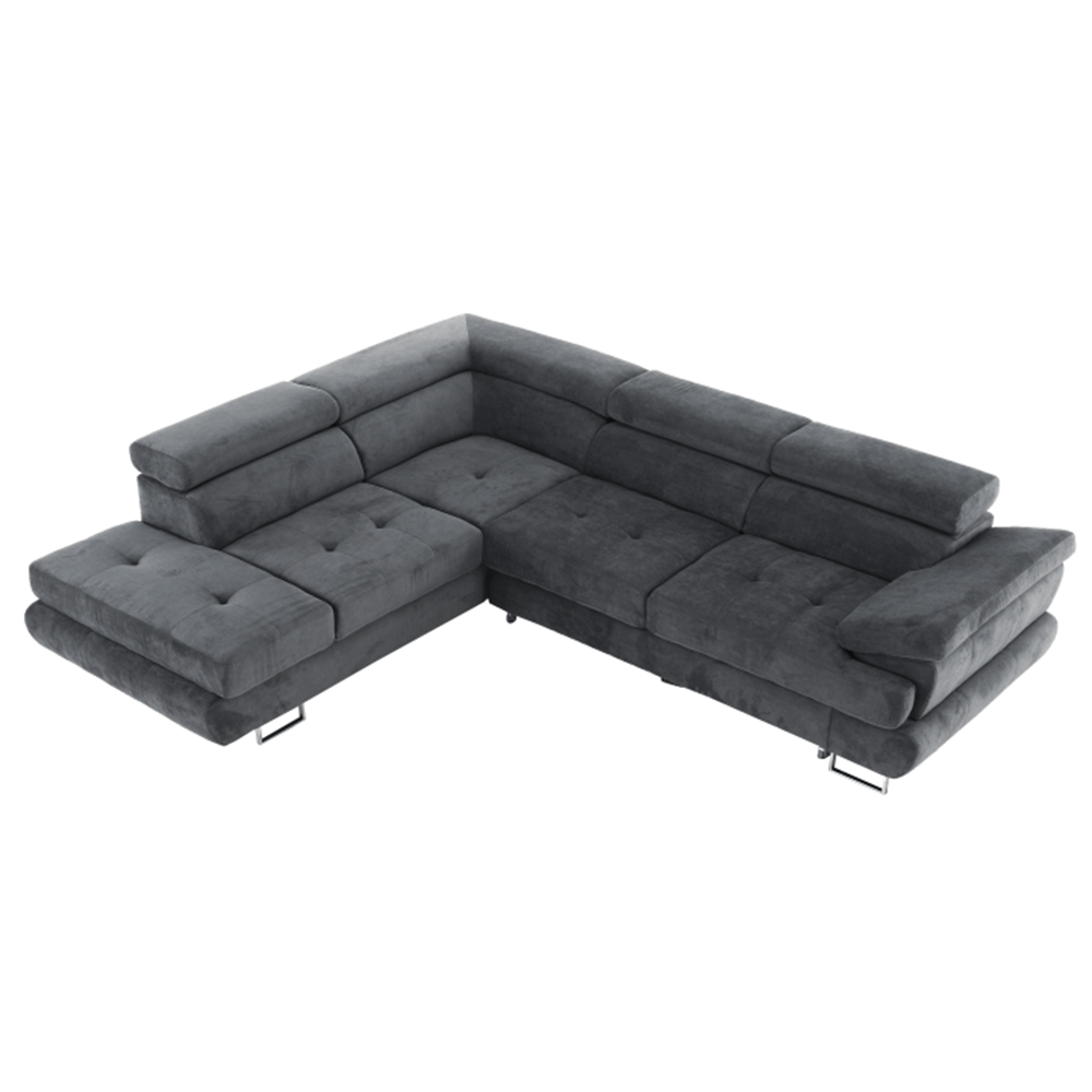 Sedací souprava, šedá, látka, levá, BUTON P