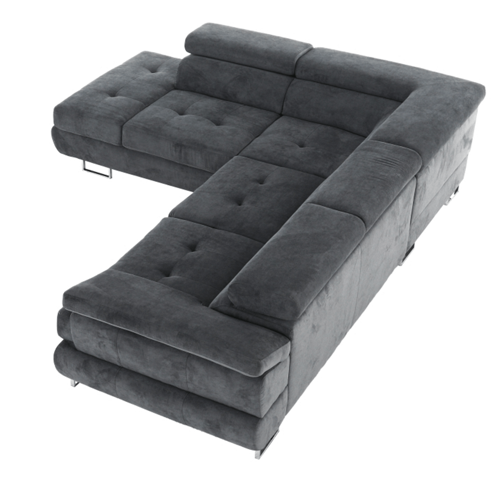 Sedací souprava, šedá, látka, levá, BUTON P