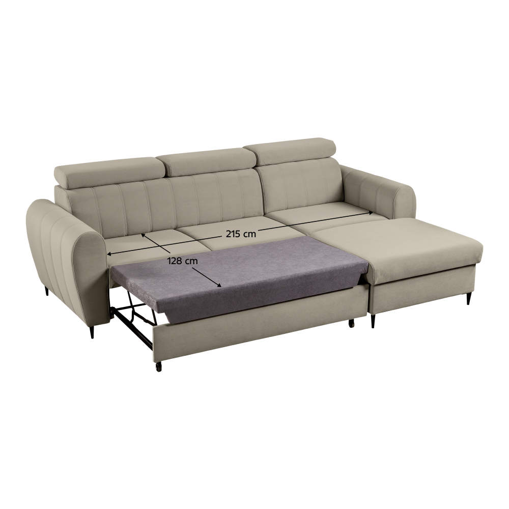 Rozkládací sedací souprava, béžová, pravá, KORIO