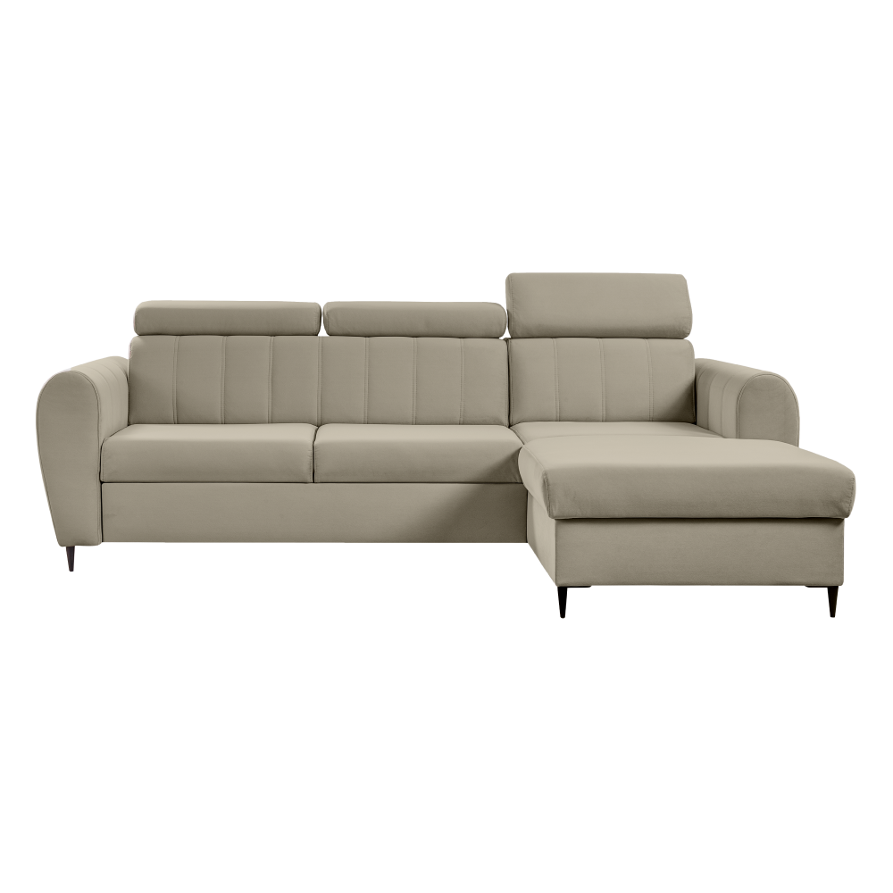 Rozkládací sedací souprava, béžová, pravá, KORIO