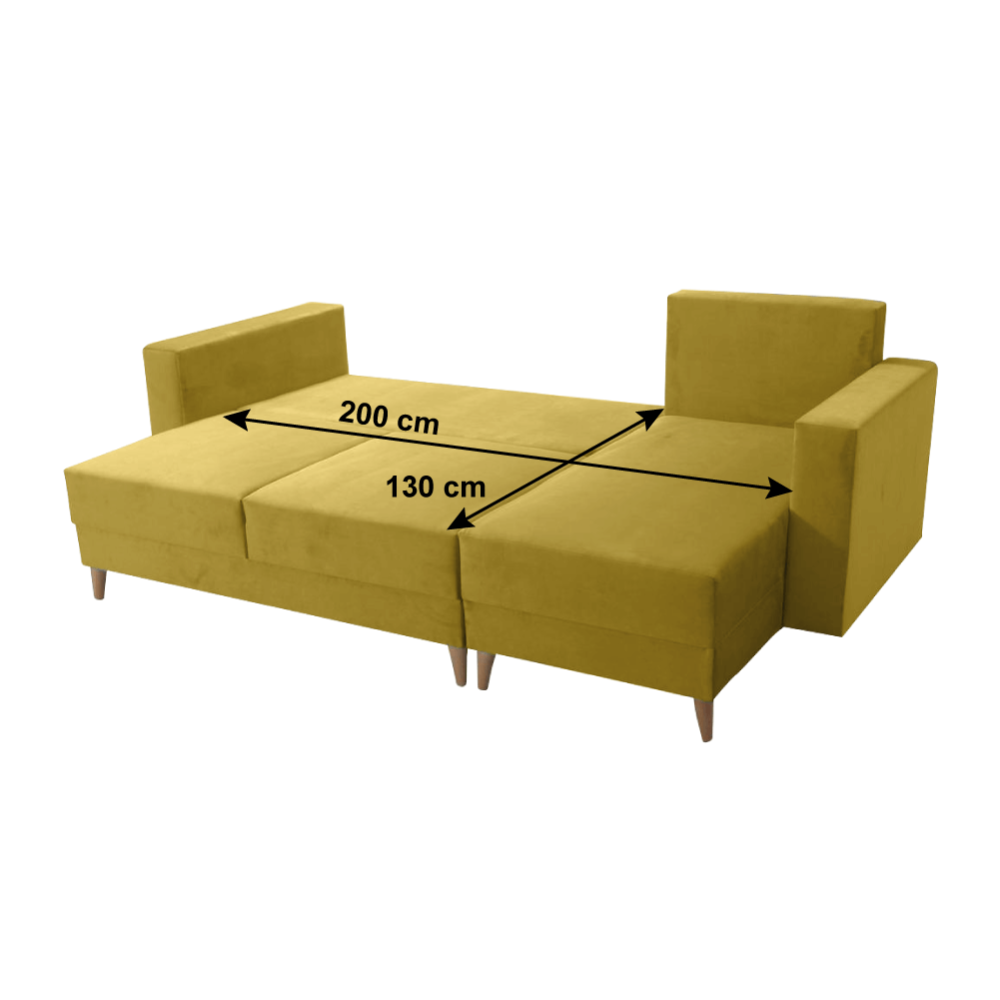 Rozkládací sedací souprava, žlutá, pravá, BLEKY ROH
