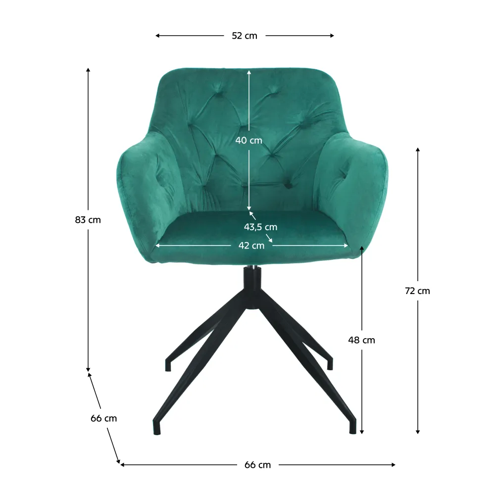 Otočná židle, zelená Velvet látka/černá, VELEZA NEW