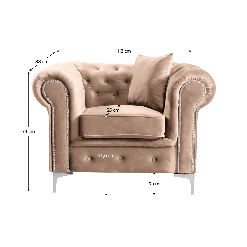 Luxusní křeslo, světle hnědá Velvet látka, ROMANO