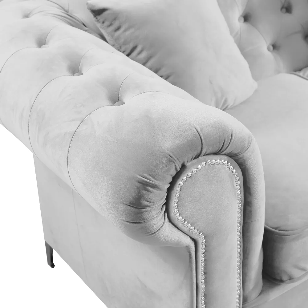 Luxusní křeslo, světle šedá Velvet látka, ROMANO