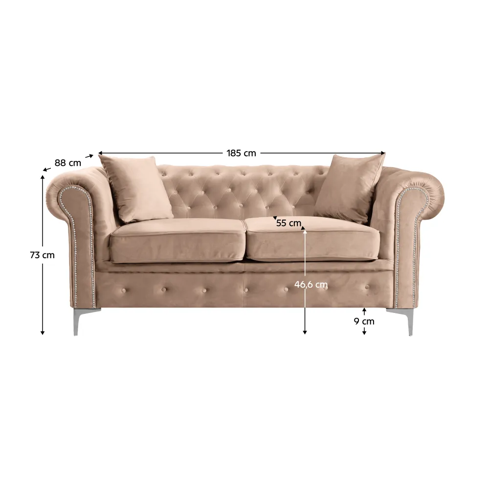 Luxusní rozkládací 2-sed, světle hnědá Velvet látka, ROMANO