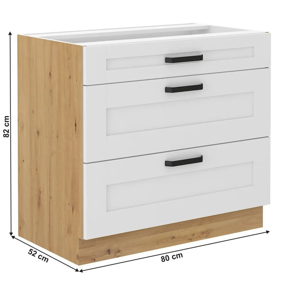 Spodní skříňka, bílá/dub artisan, LULA 80 D 3S BB