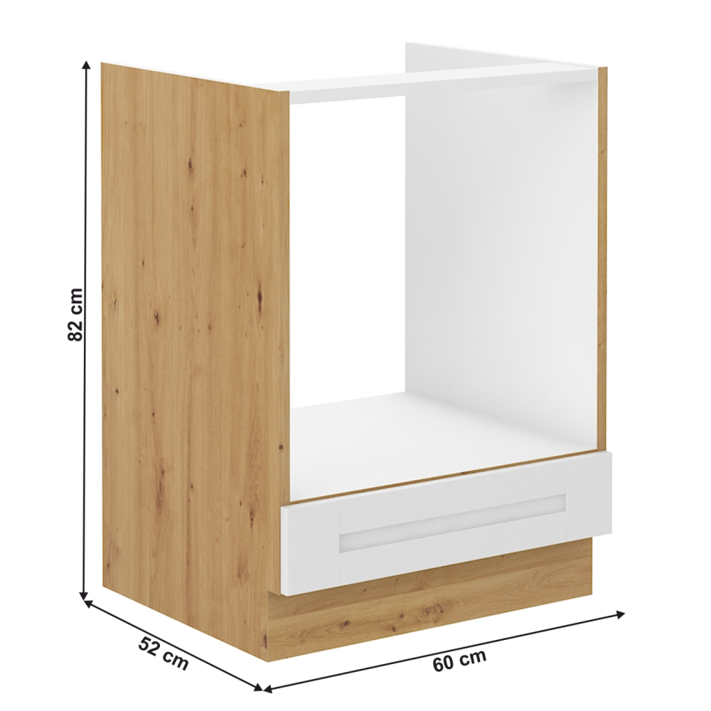 Spodní skříňka na vestavný sporák, bílá/dub artisan, LULA 60 D GAZ BB