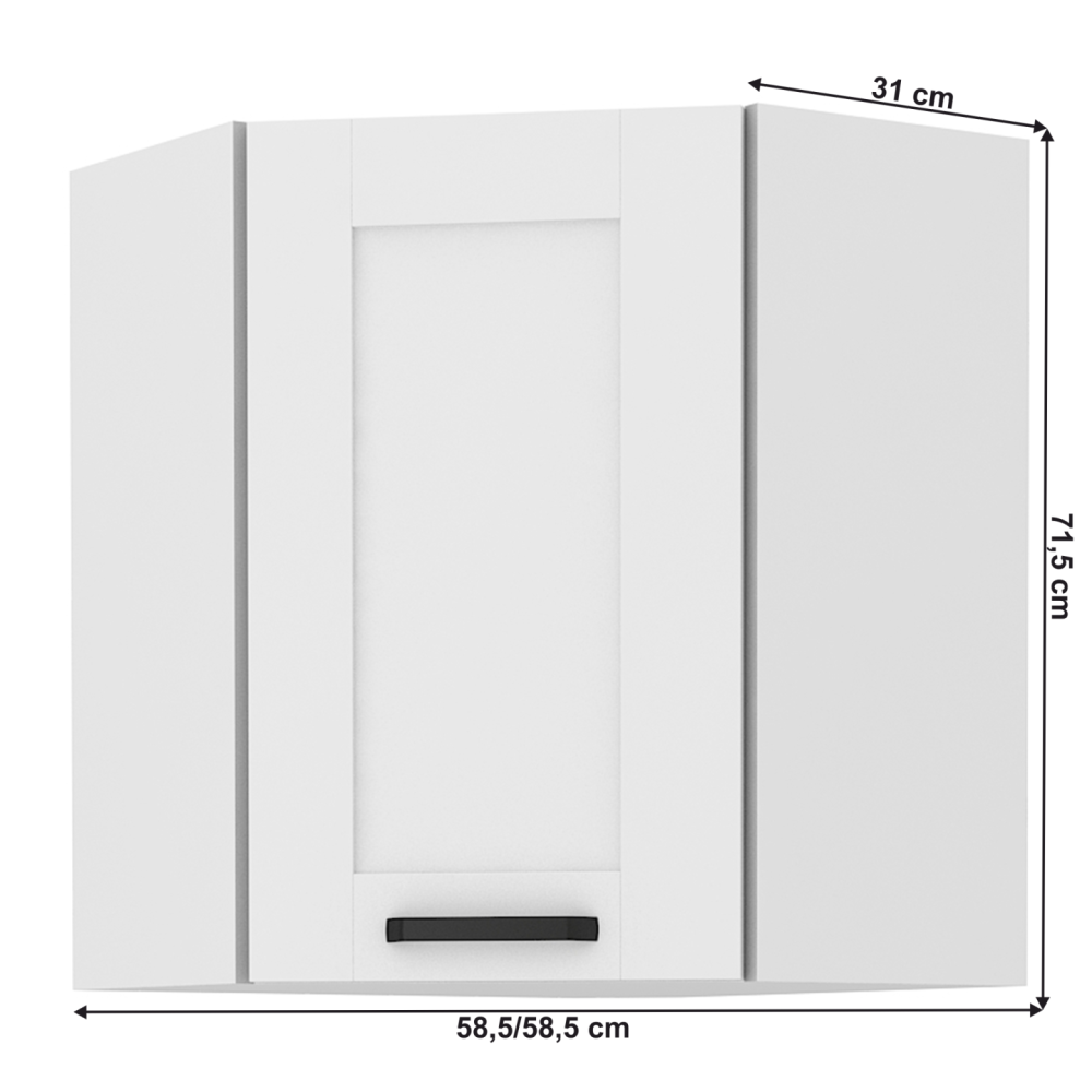 Horní rohová skříňka, bílá, LULA 58x58 GN-72 1F