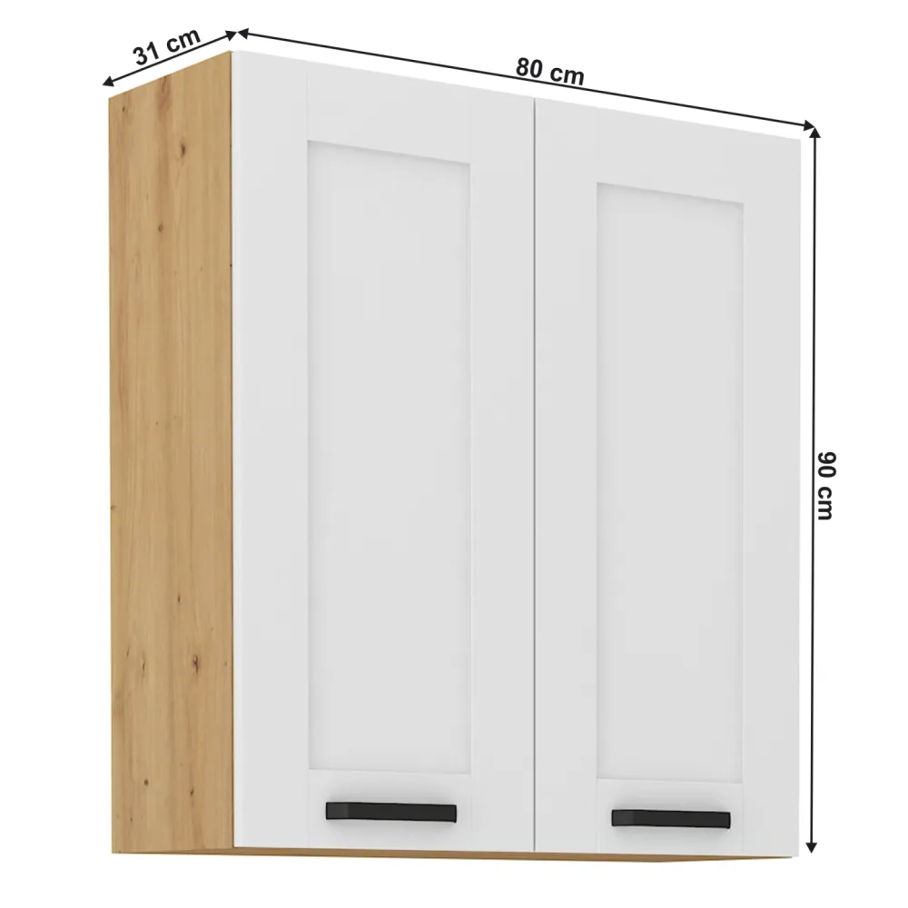 Horní skříňka, bílá/dub artisan, LULA 80 G-90 2 F