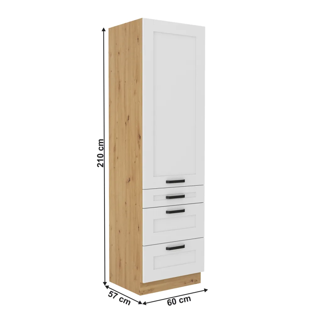 Vysoká skříňka, bílá/dub artisan, LULA 60 DKS-210 3S 1F