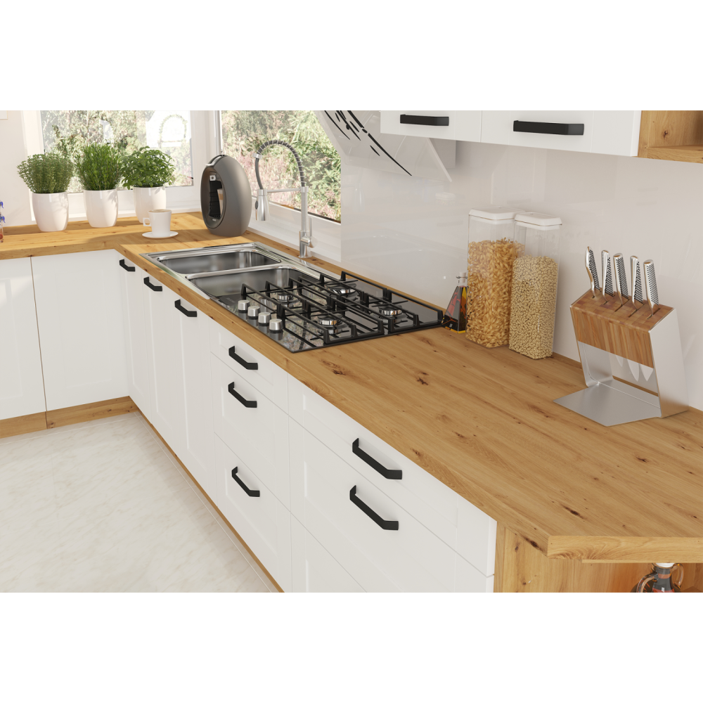 Vysoká skříňka na vestavnou troubu, bílá/dub artisan, LULA 60 DP-210 2F