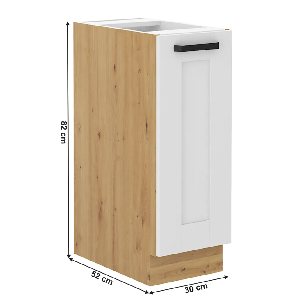 Spodní skříňka s výsuvným košem, bílá/dub artisan, LULA D30 CARGO BB