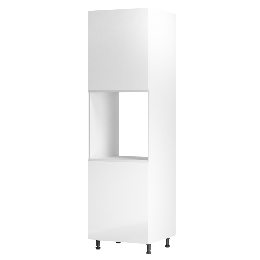 Potravinová skříňka, bílá / bílá extra vysoký lesk, levá, AURORA D60P