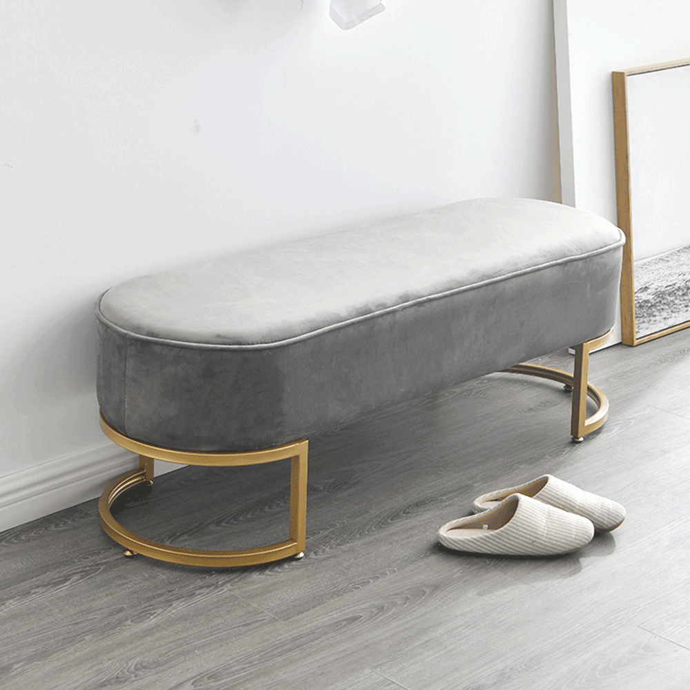Designová lavice, šedá Velvet látka/gold chrom-zlatý, MIRILA NEW