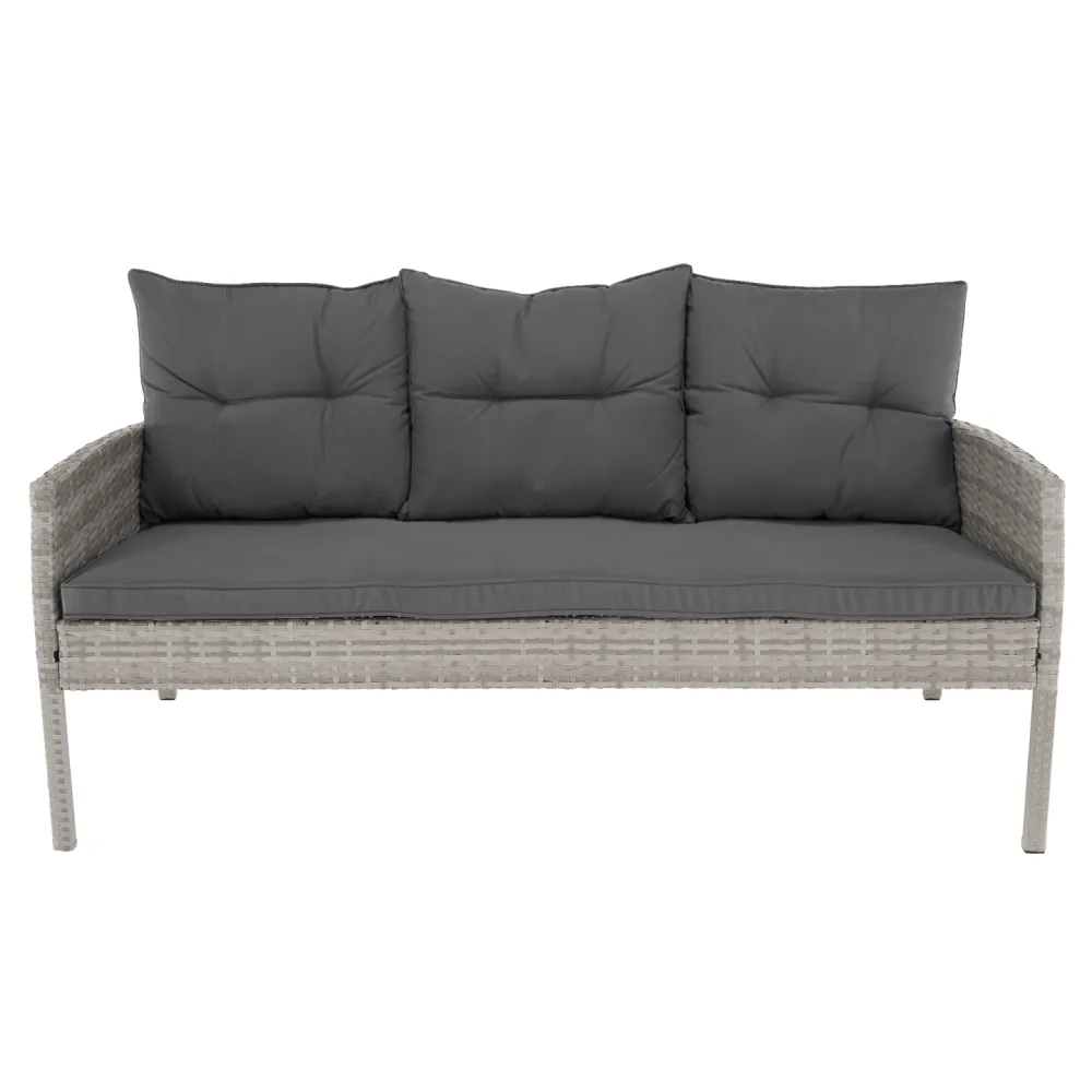 Zahradní ratanový set, světle šedá, LALEN