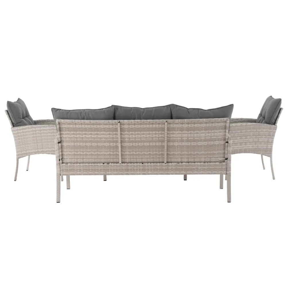 Zahradní ratanový set, světle šedá, LALEN