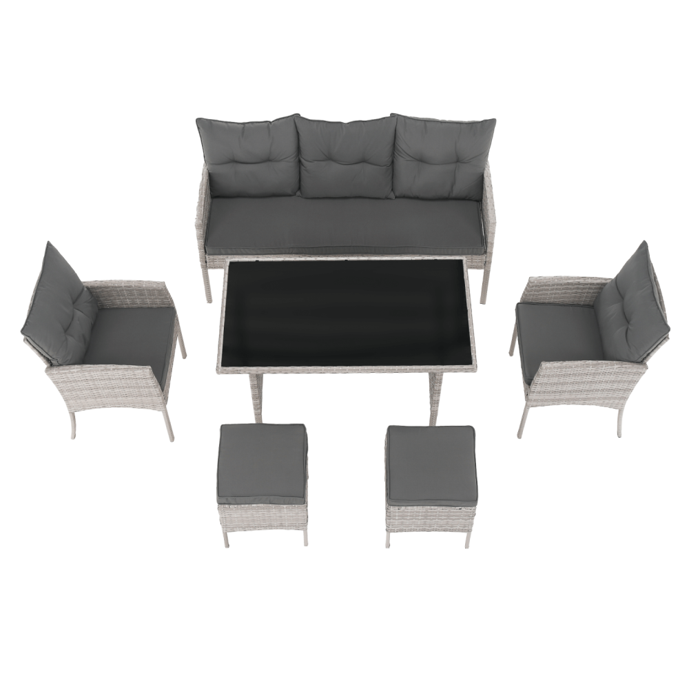 Zahradní ratanový set, světle šedá, LALEN