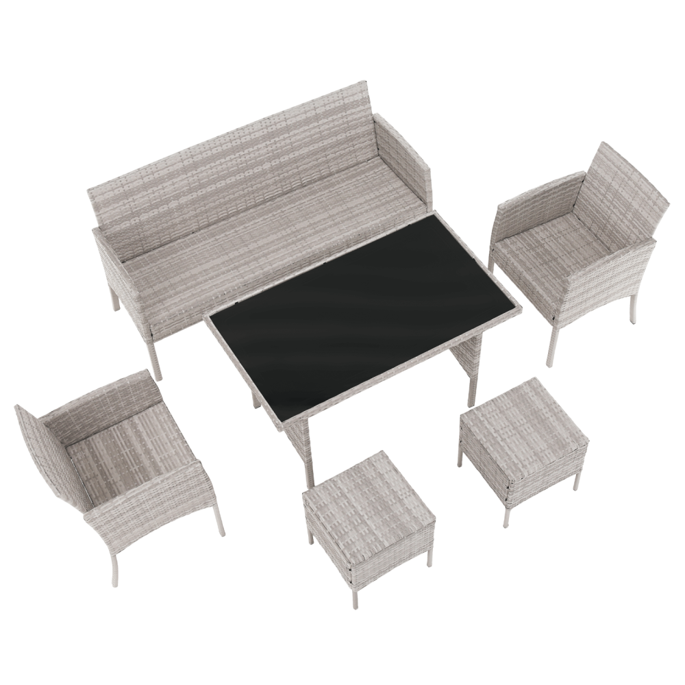 Zahradní ratanový set, světle šedá, LALEN