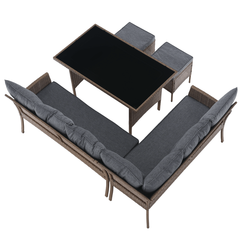 Zahradní ratanový set, přírodní/světle šedá, RANDI