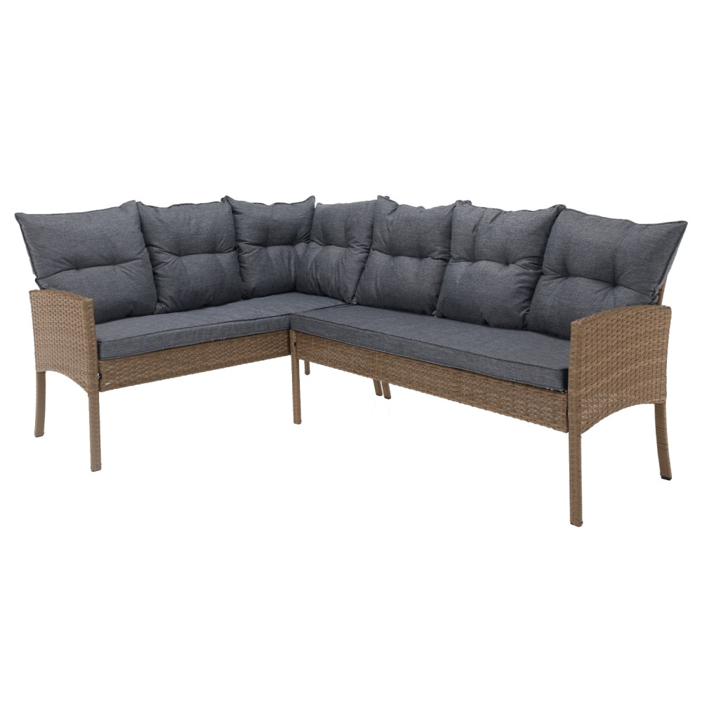 Zahradní ratanový set, přírodní/světle šedá, RANDI